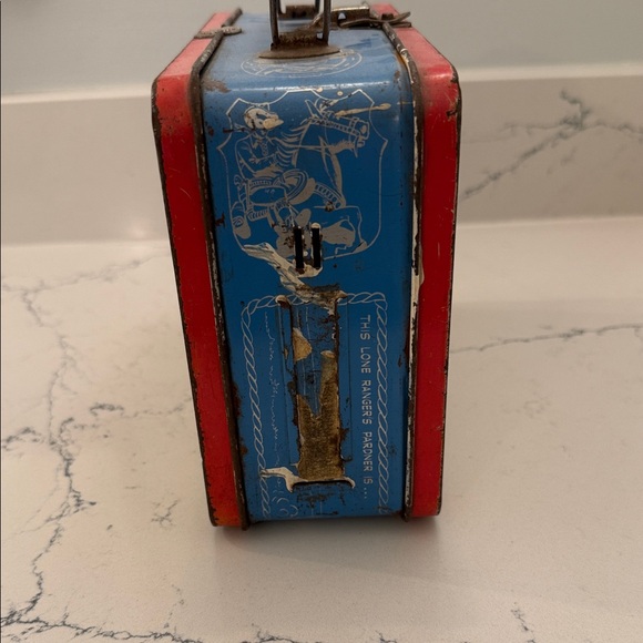 Vintage The Lone Ranger Blue Stripe Lunchbox - Picture 4 of 7